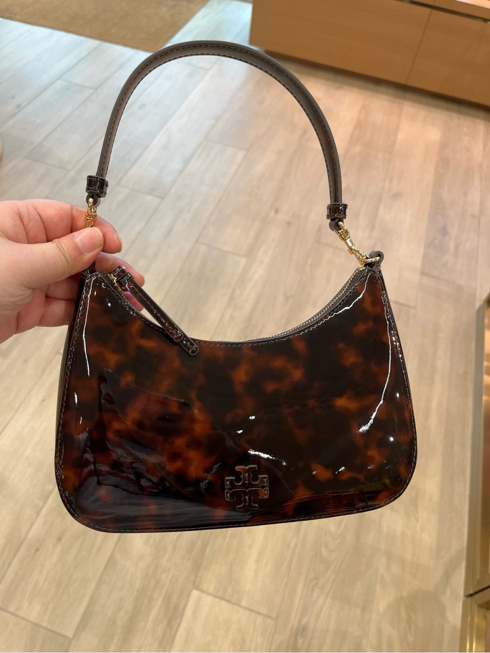 Tory burch patent tortoise convertible shoulder bag NWT